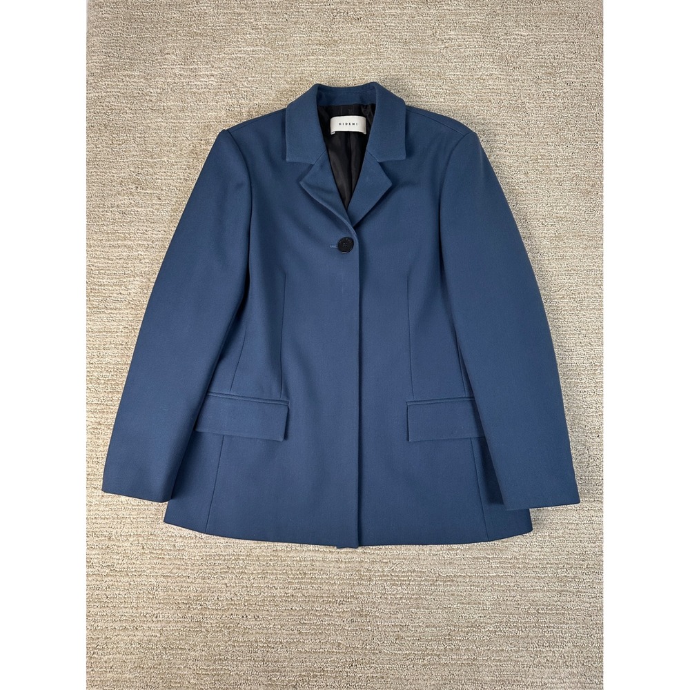 HIDEMI Womens Slate Blue Single Button Blazer Jacket Size S Small Notched Lapel